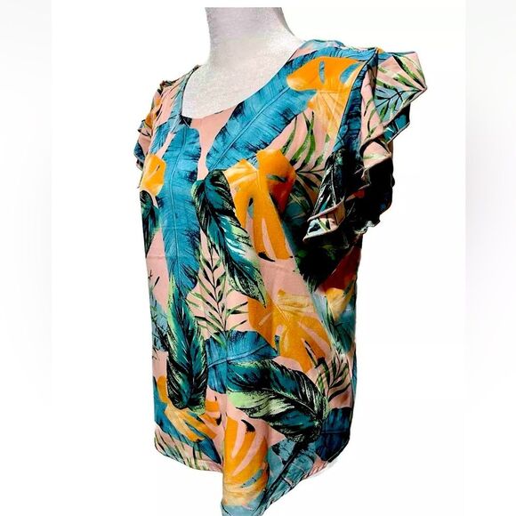 Milk And Honey Blouse Tropical Summer Office Business Casual Women’s L - Picture 2 of 5